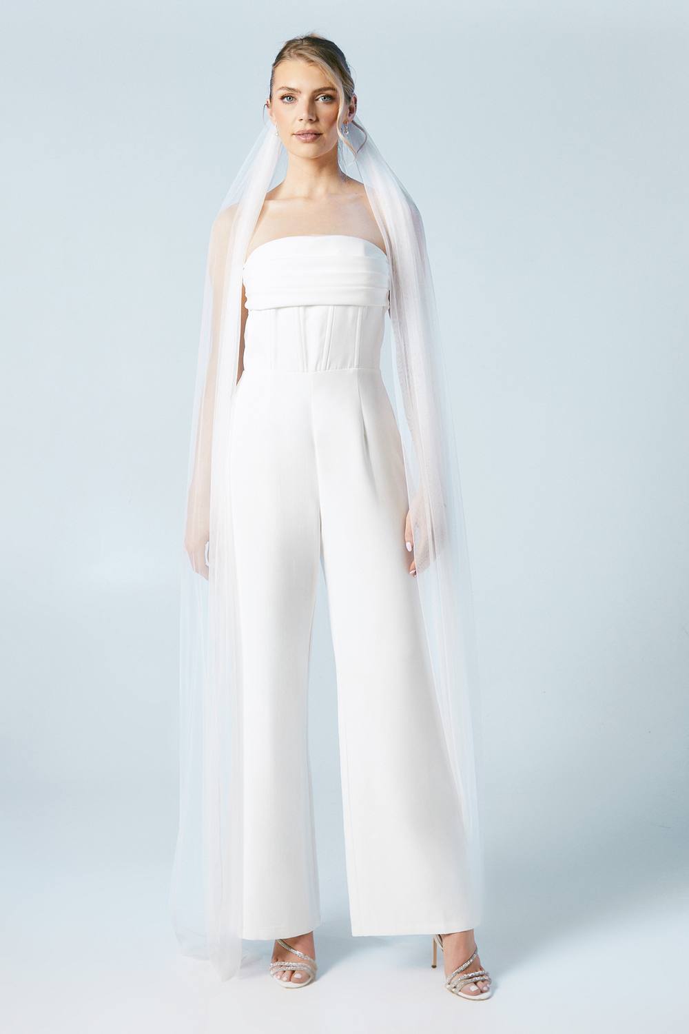 Photograph of Coast Corset Detail Wide Leg Bridal Jumpsuit