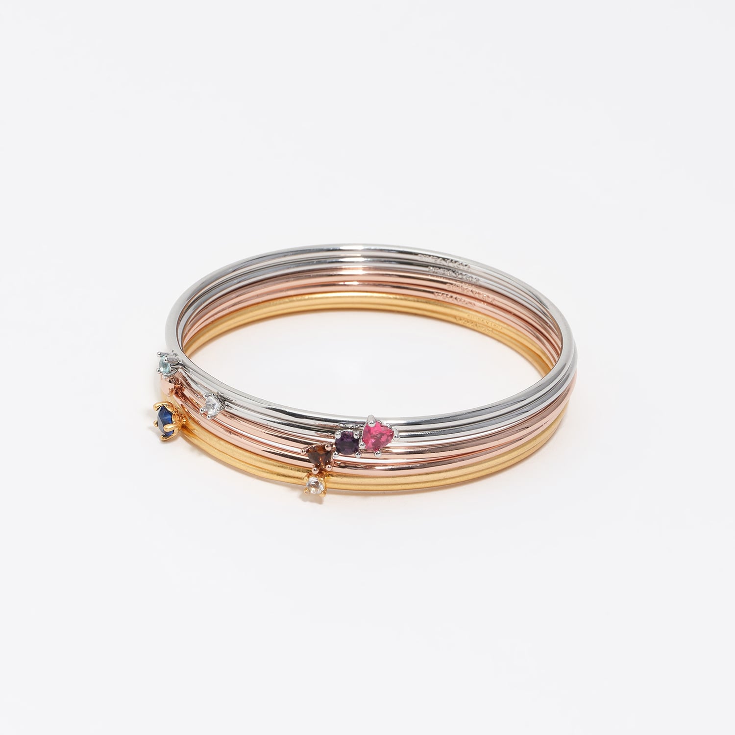 BIMBA Y LOLA Set of 6 three-tone crystal heart bracelets