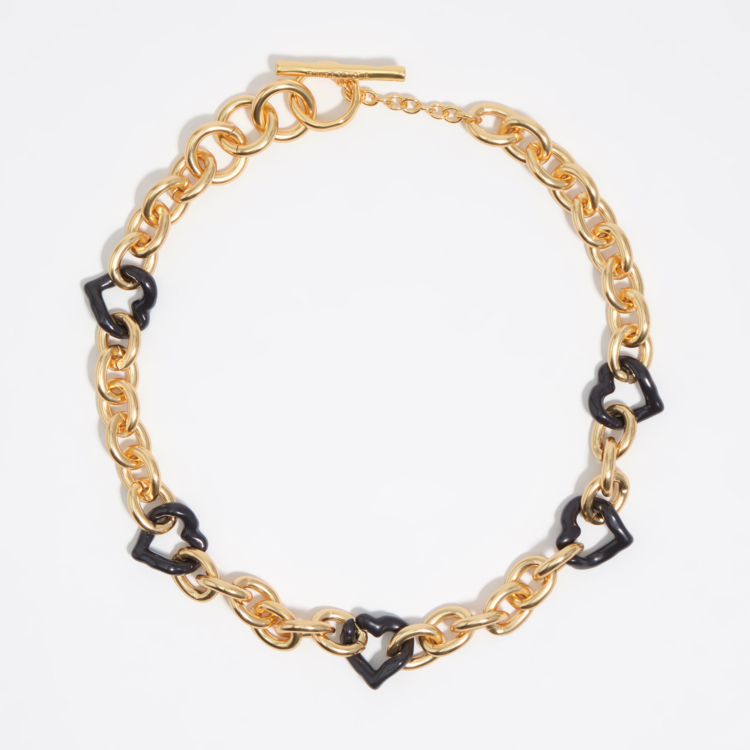 BIMBA Y LOLA Heart necklace with gold texture and brown enamel