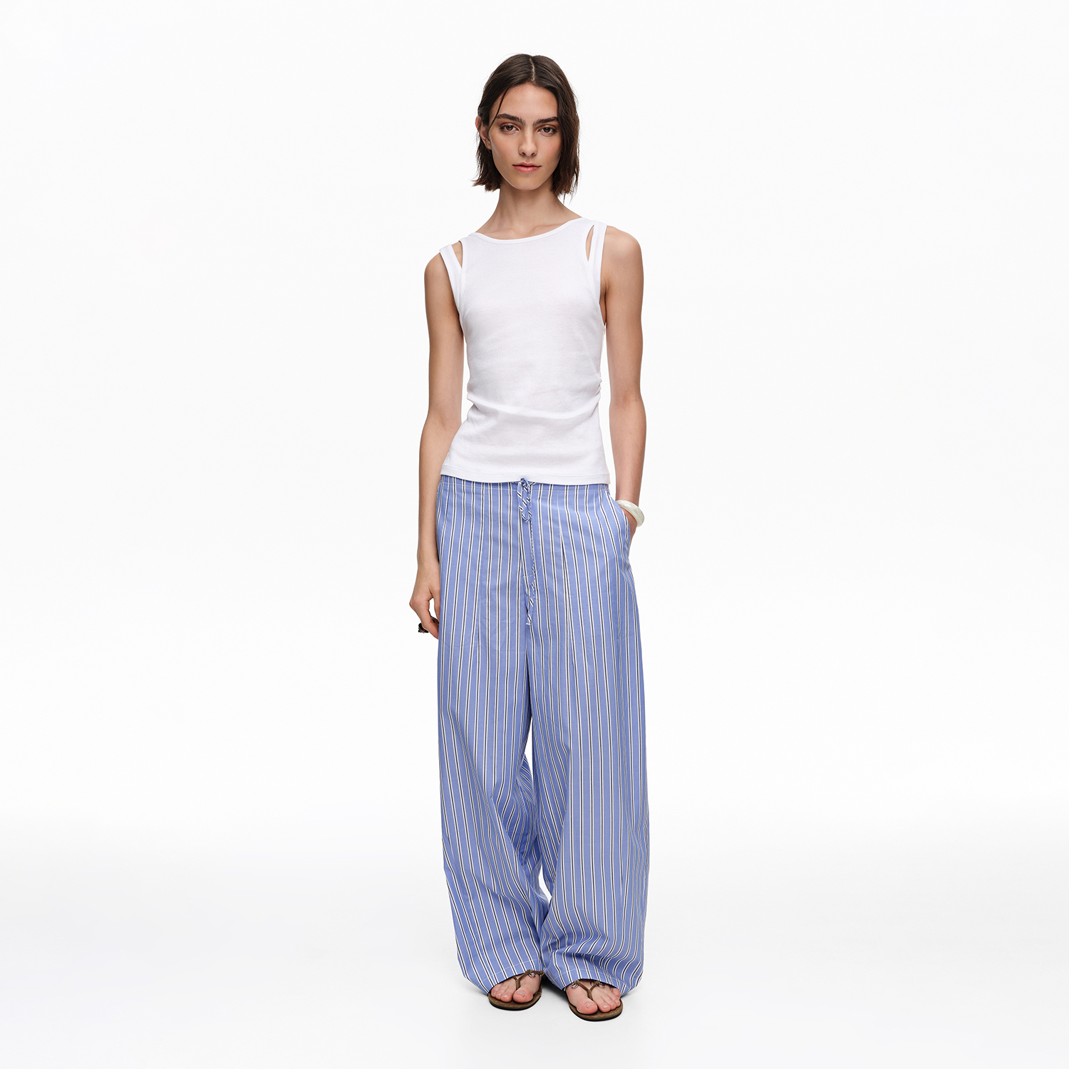BIMBA Y LOLA Blue striped cotton jogger trousers