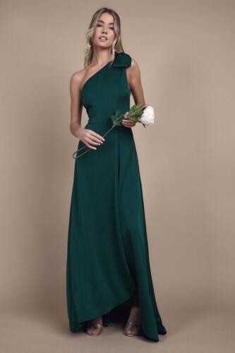 Coast Girl's Teen One Shoulder Bow Bridesmaid Dress in Emerald | Size: 9/10 Years