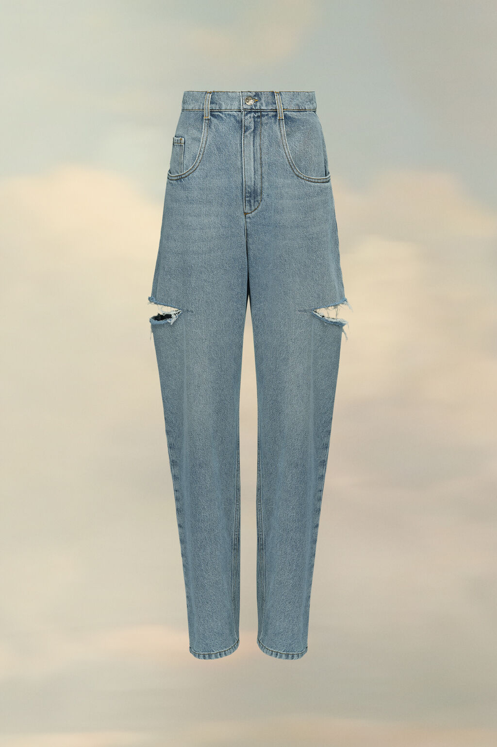 Photograph of Maison Margiela Distressed Slash Denim Jeans Blue