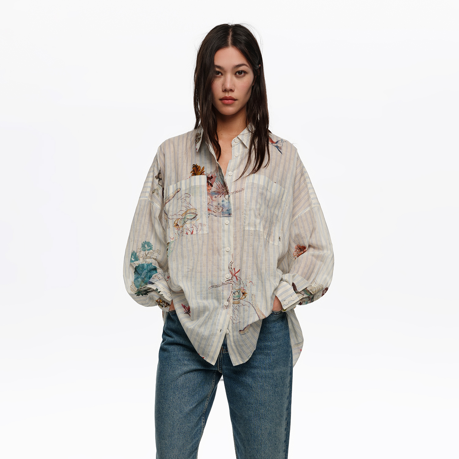 BIMBA Y LOLA Striped Seabed cotton oversize shirt