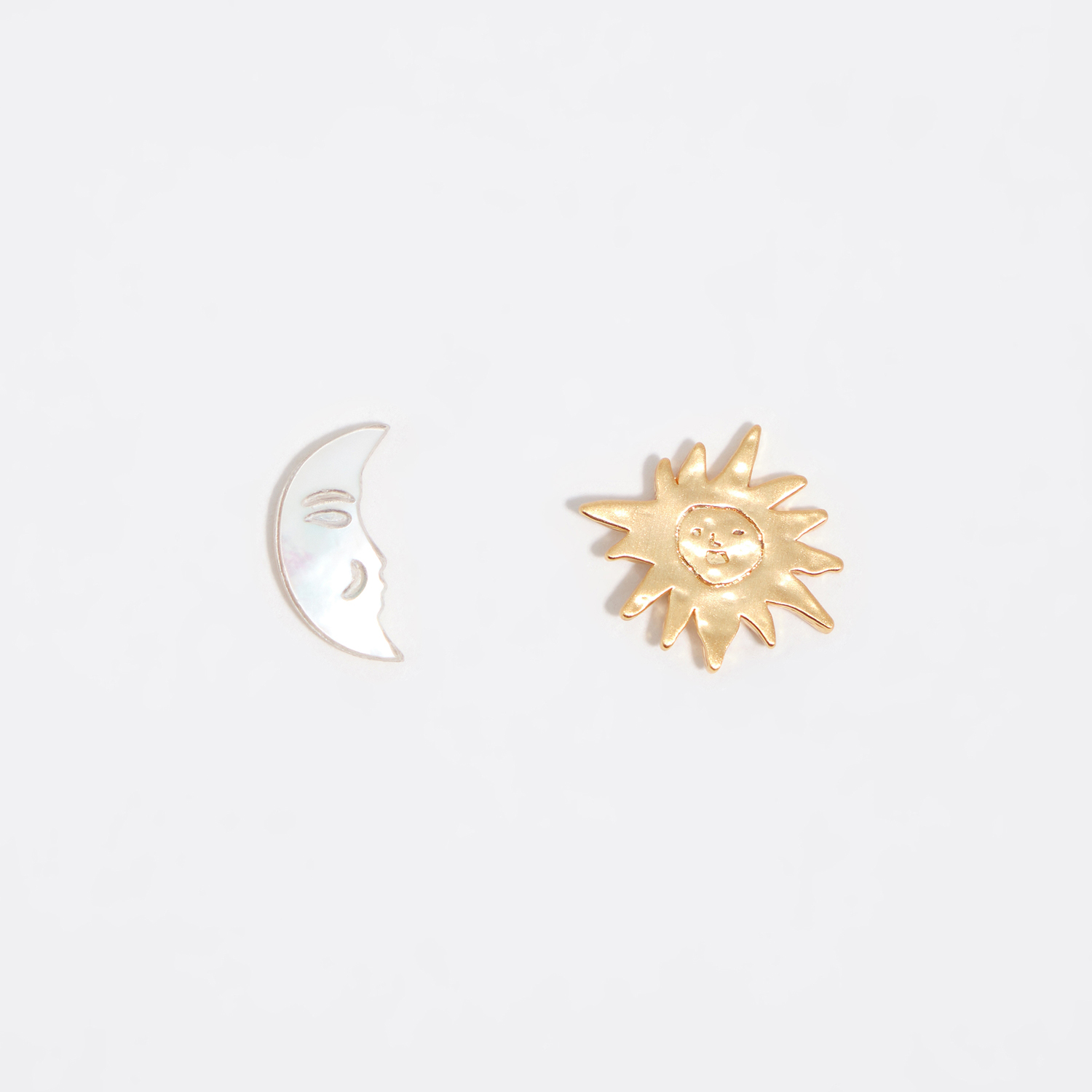 BIMBA Y LOLA Mother-of-pearl sun and moon earrings