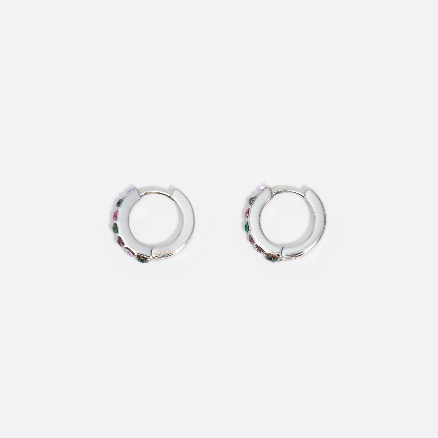 BIMBA Y LOLA Silver-tone mini hoop earrings with crystals
