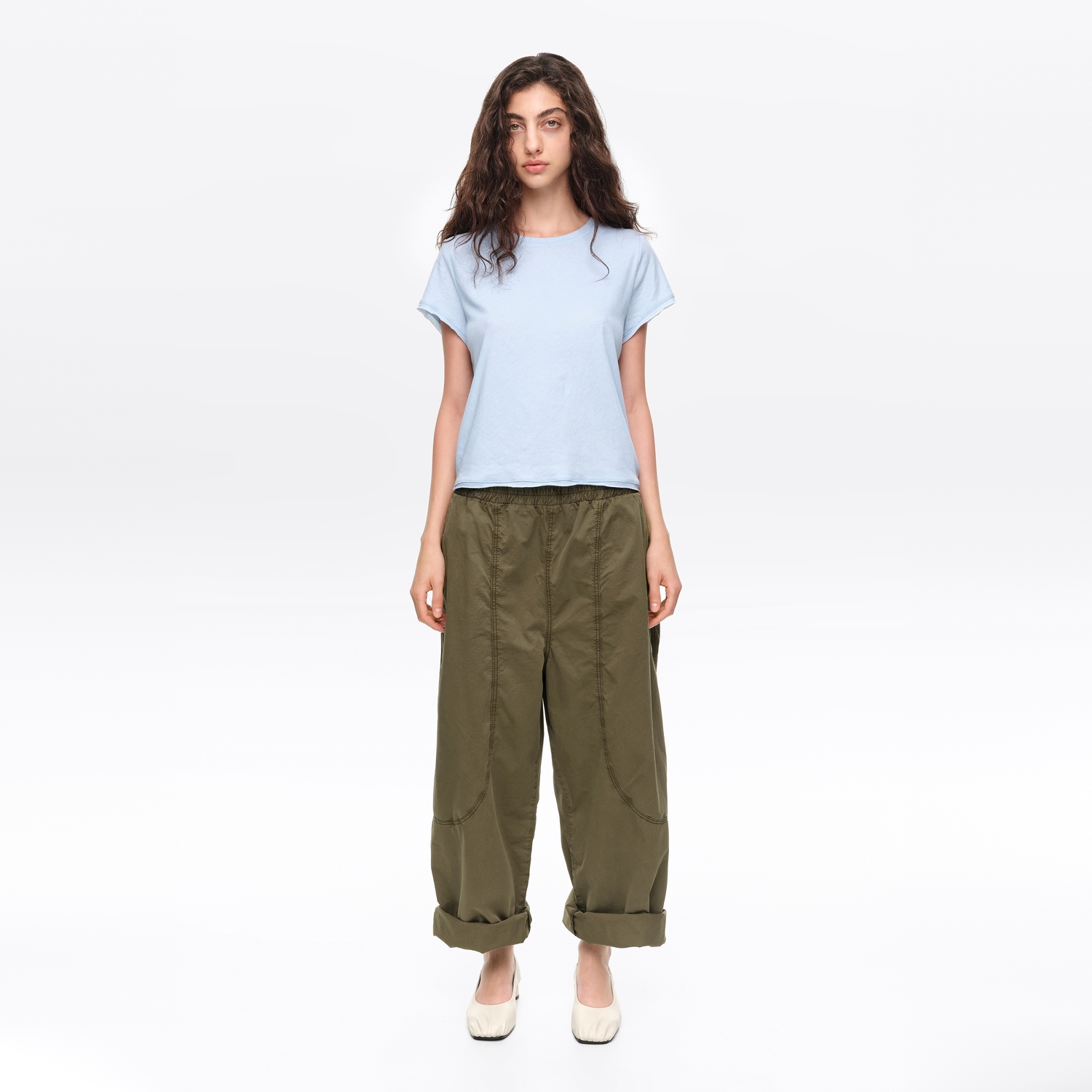 BIMBA Y LOLA Khaki jogger trousers with decorative stitching