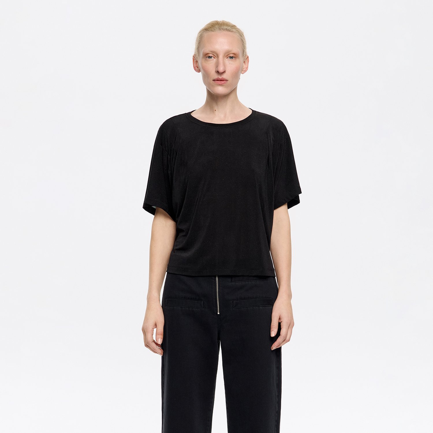 Photograph of BIMBA Y LOLA Black fluid boxy T-shirt