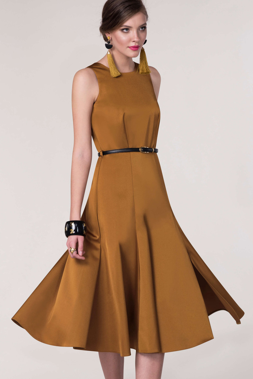Photograph of Closet London Camel Fit & Flare Panel Midi Dress
