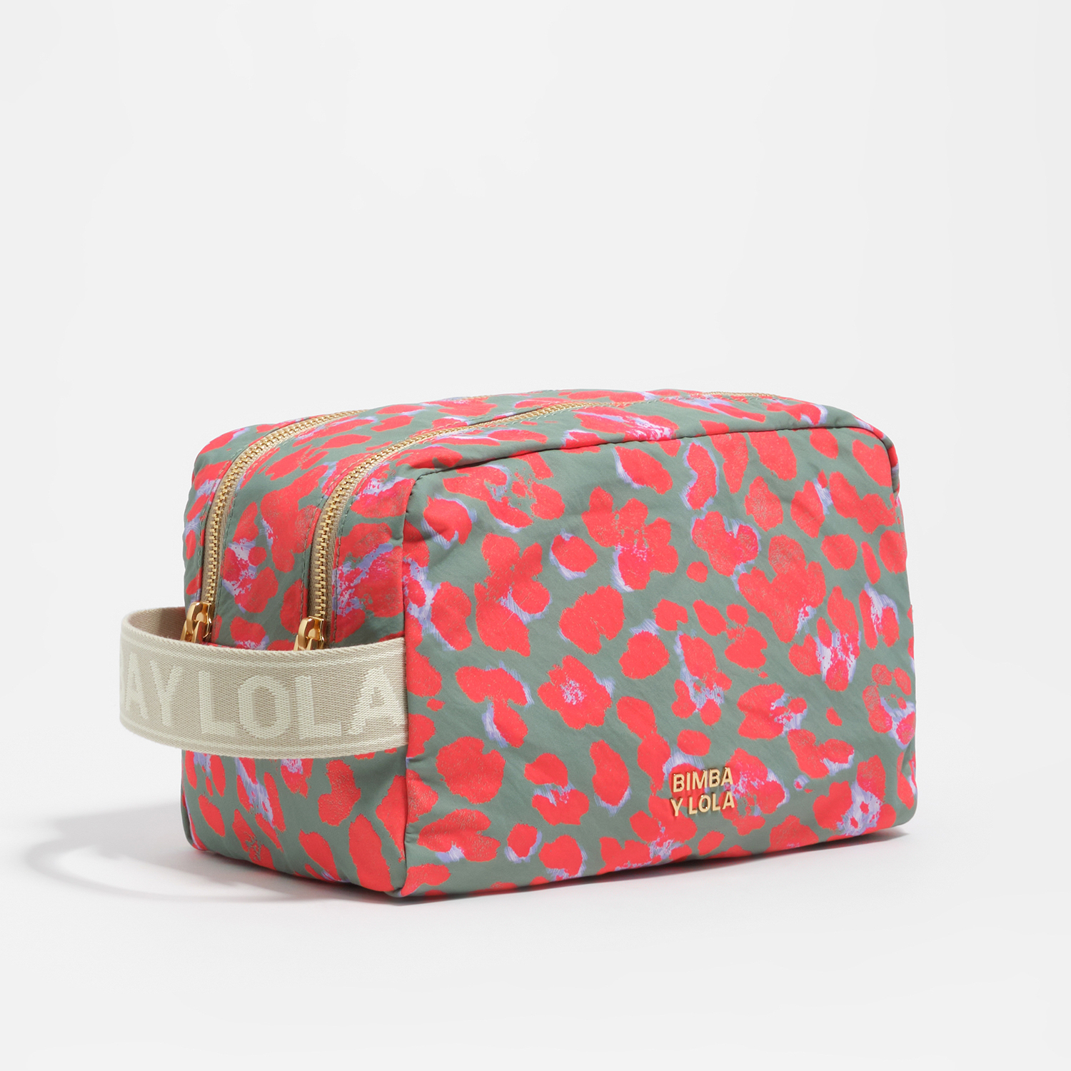 BIMBA Y LOLA Large aquamarine Leopard nylon make-up case