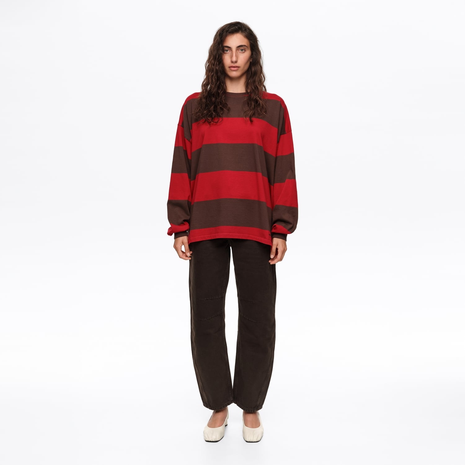 BIMBA Y LOLA BARREL - Dark brown 5-pocket denim trousers