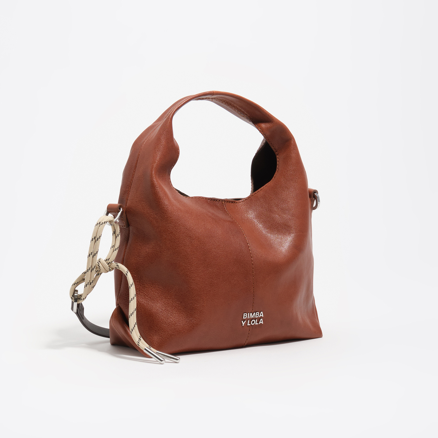 BIMBA Y LOLA Small dark tan leather Paper crossbody bag