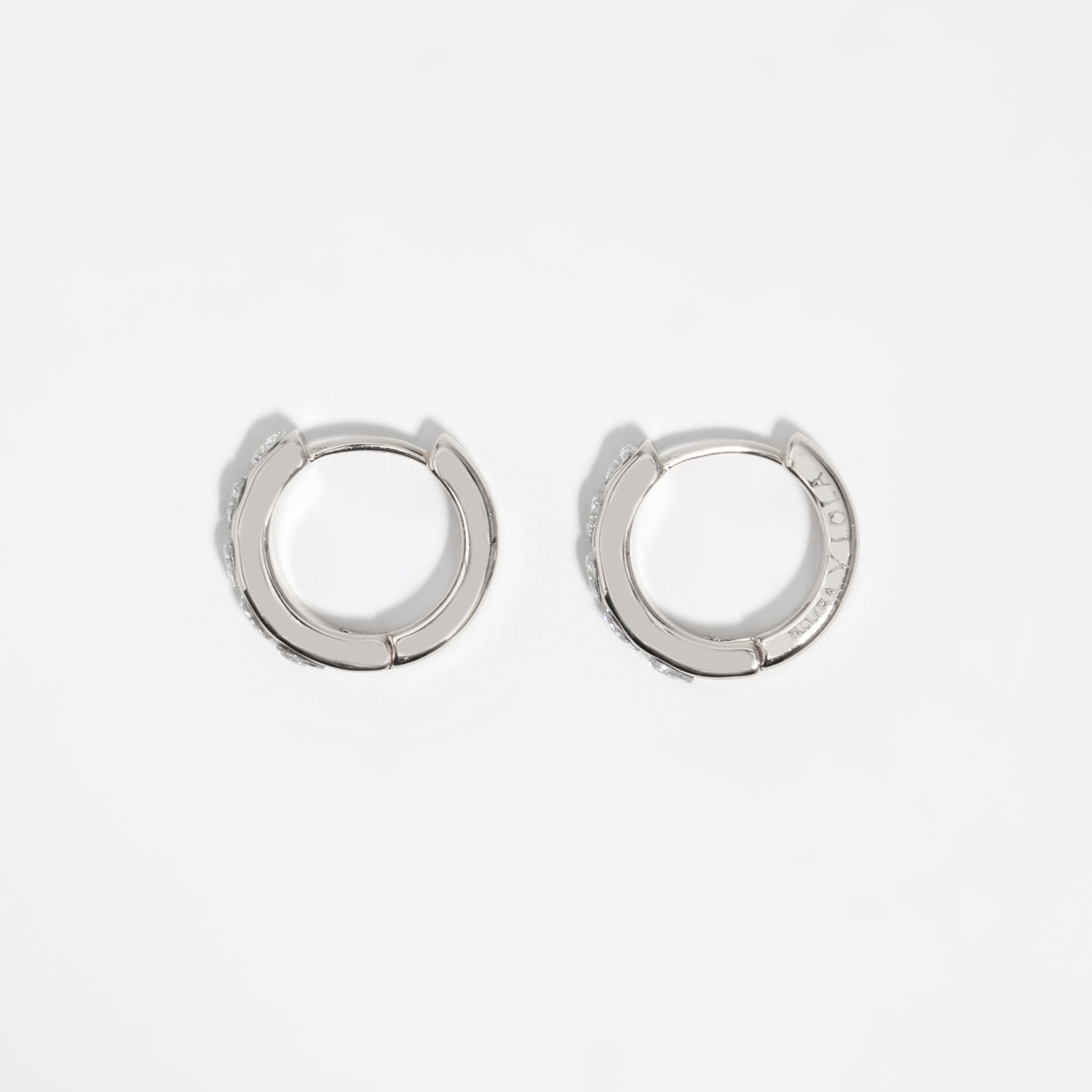 BIMBA Y LOLA Silver heart hoop earrings with crystals