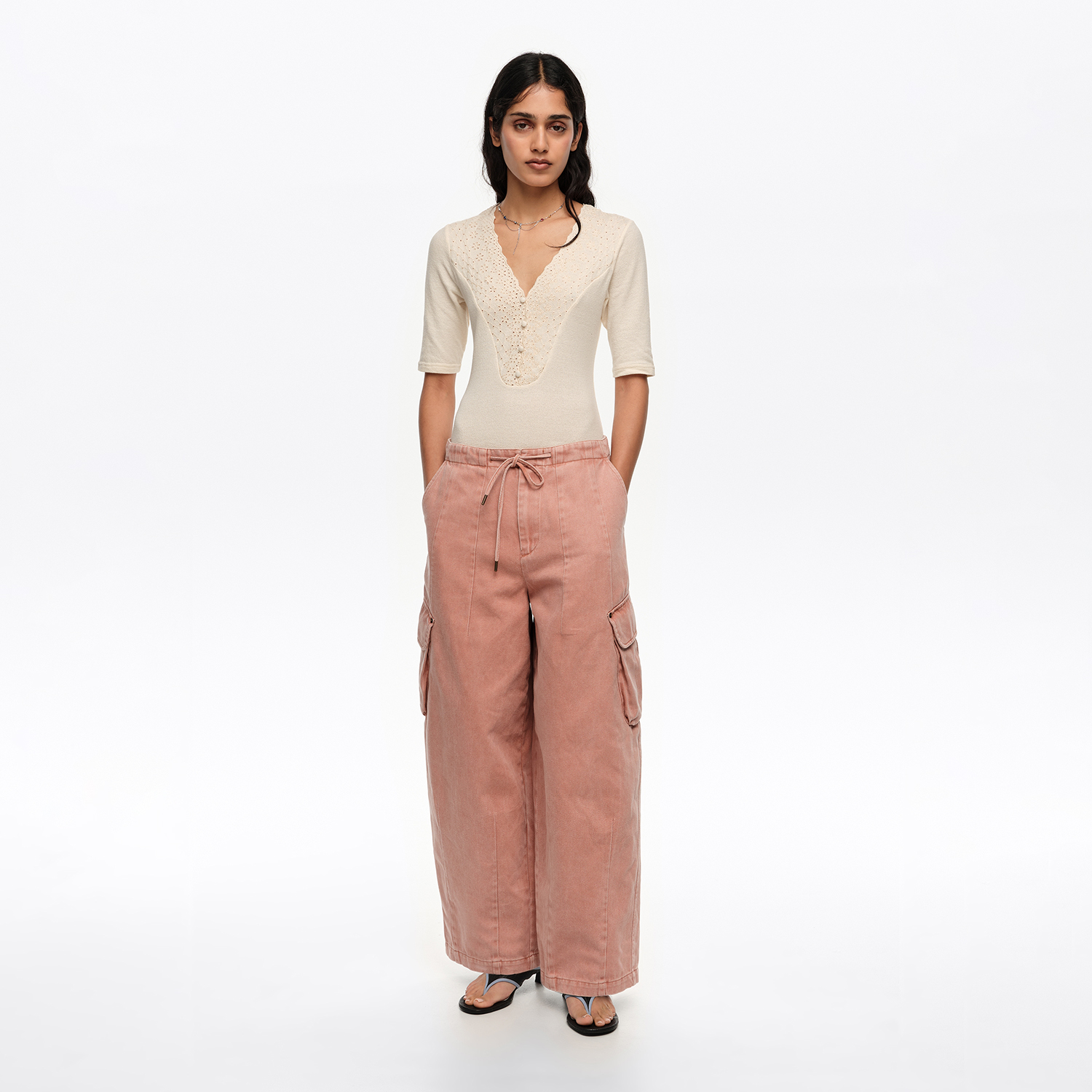 BIMBA Y LOLA Peach denim cargo trousers