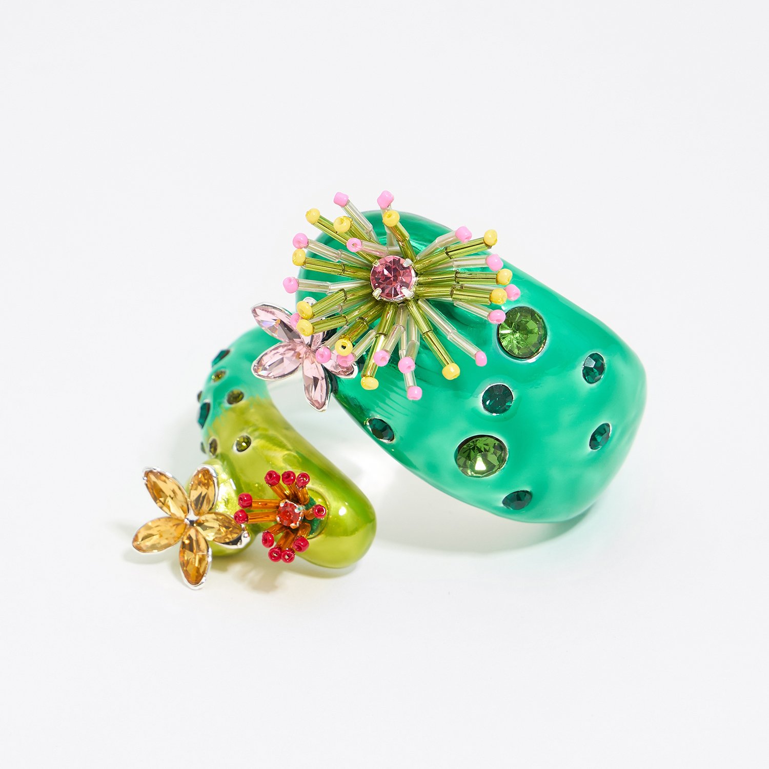 Photograph of BIMBA Y LOLA Green cactus and flowers bracelet