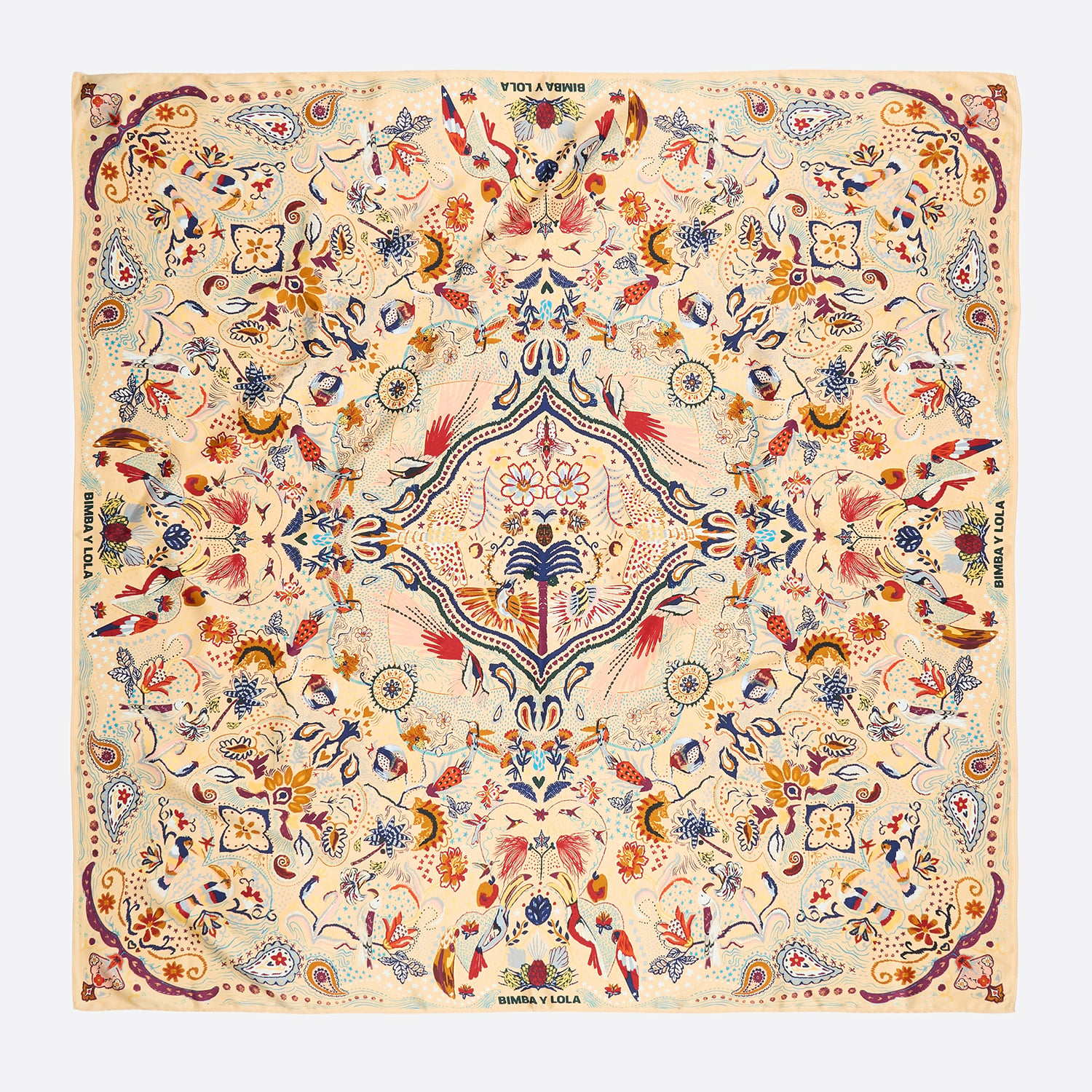 BIMBA Y LOLA Vanilla tropical birds scarf