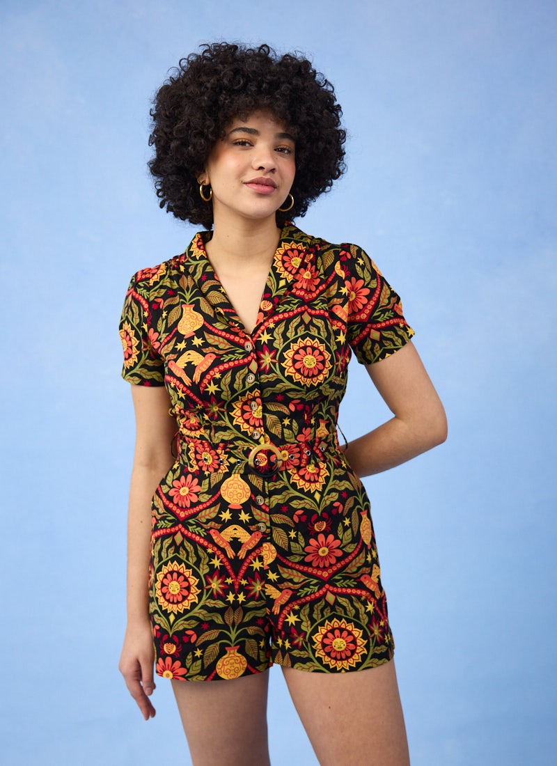 Photograph of Joanie Clothing Delphine Sunset Floral Print Playsuit