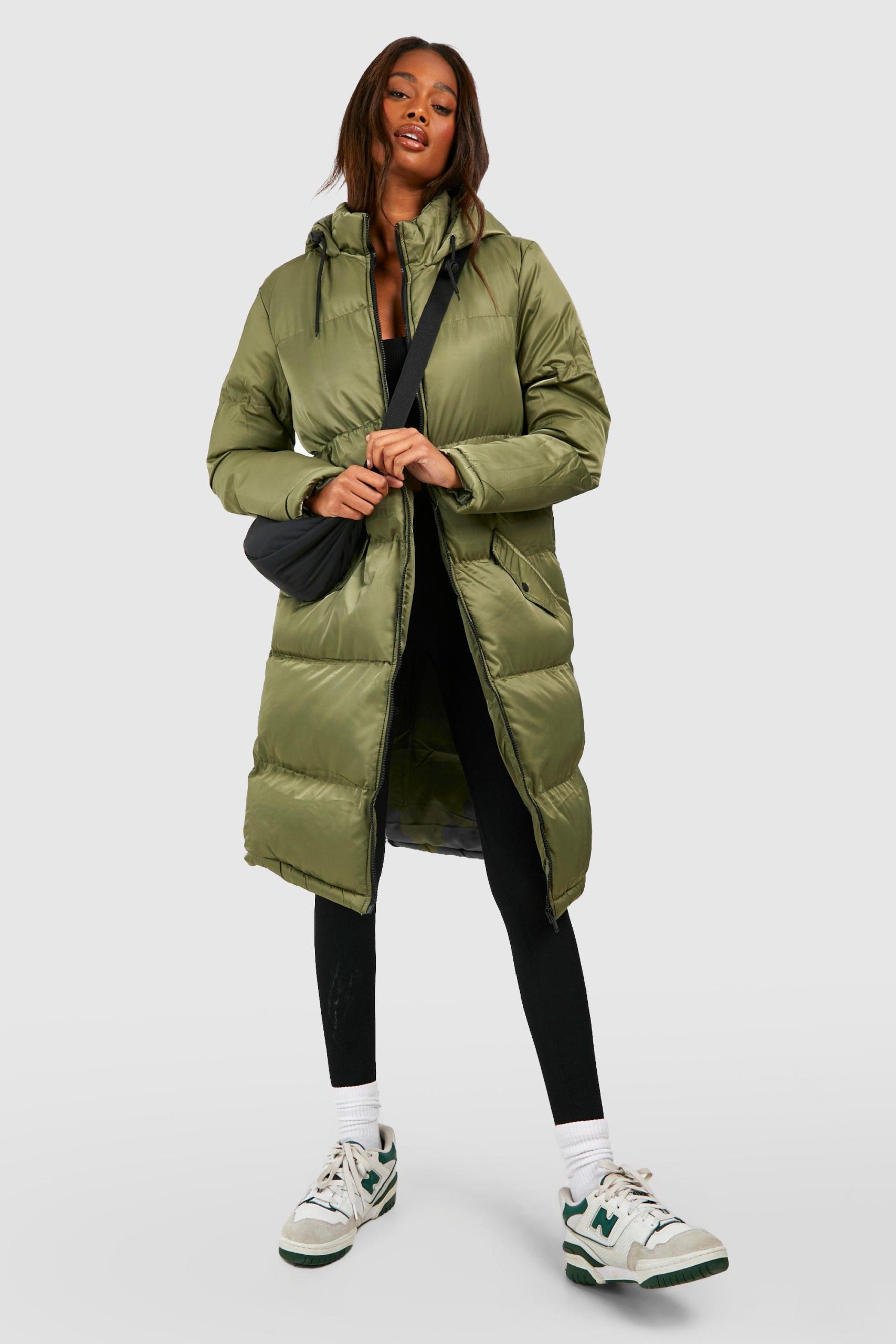 Boohoo Womens Longline Hooded Padded Puffer Jacket Rather Saucy