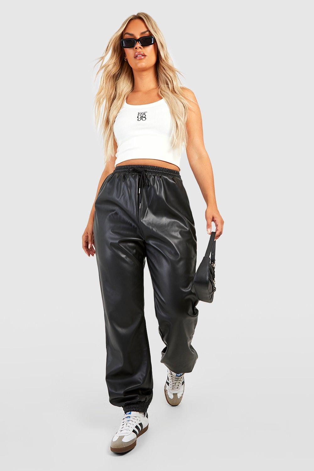 Womens leather look joggers online