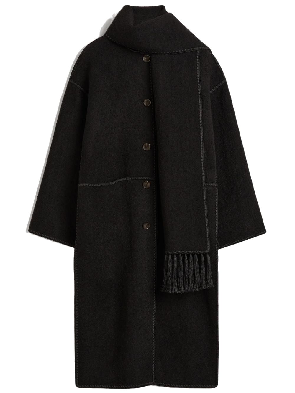 Photograph of Toteme Embroidered Scarf Coat Black