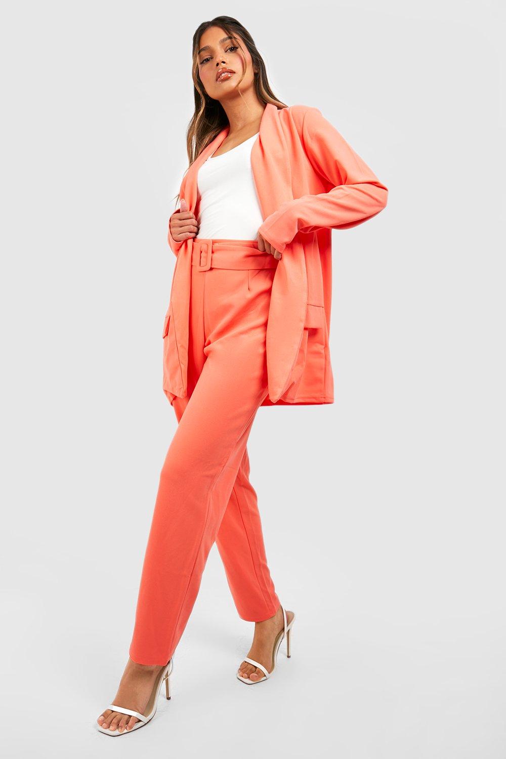 Boohoo Womens Tailored Jersey Blazer Self Fabric Belt Trouser Suit Rather Saucy