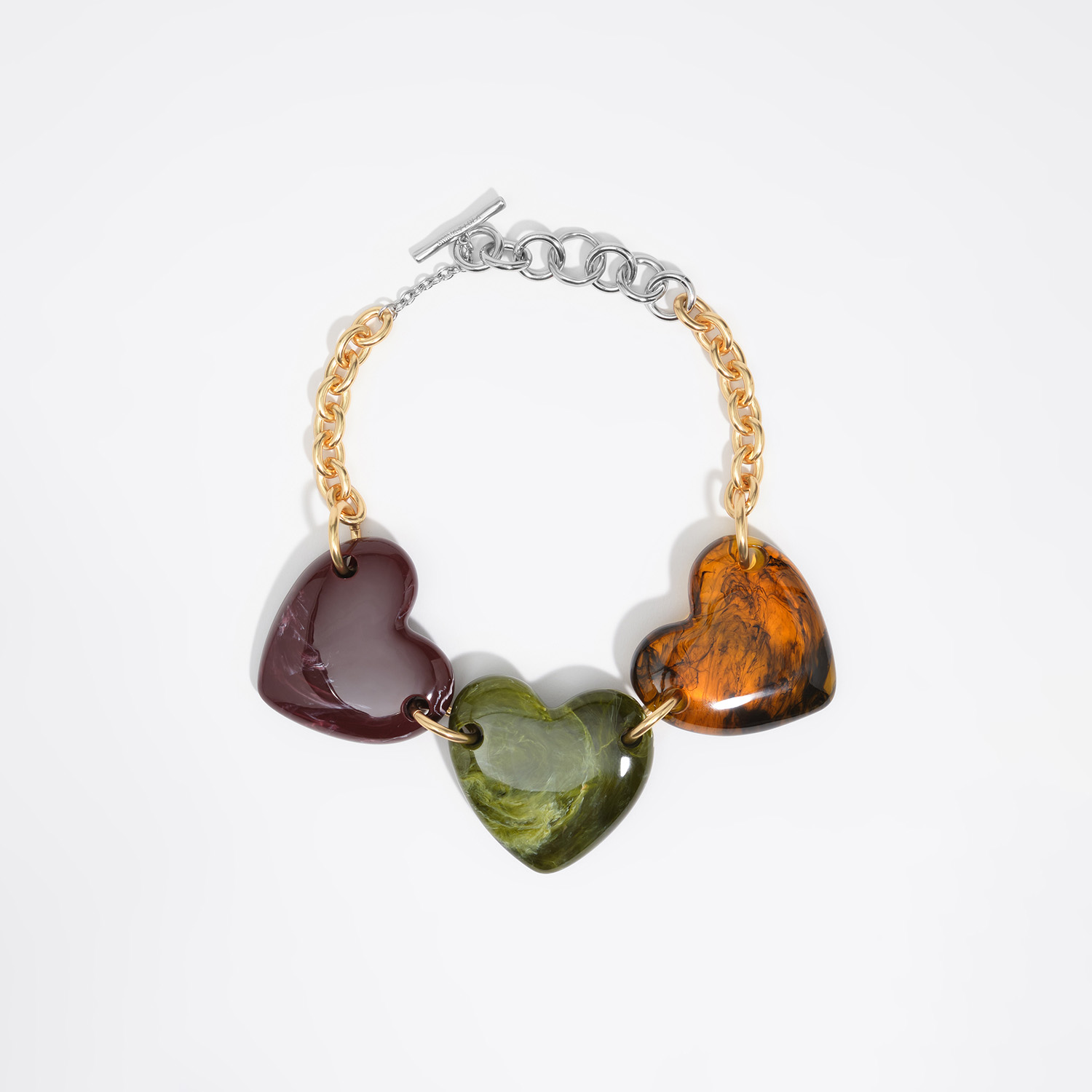 BIMBA Y LOLA Amber-effect resin hearts necklace