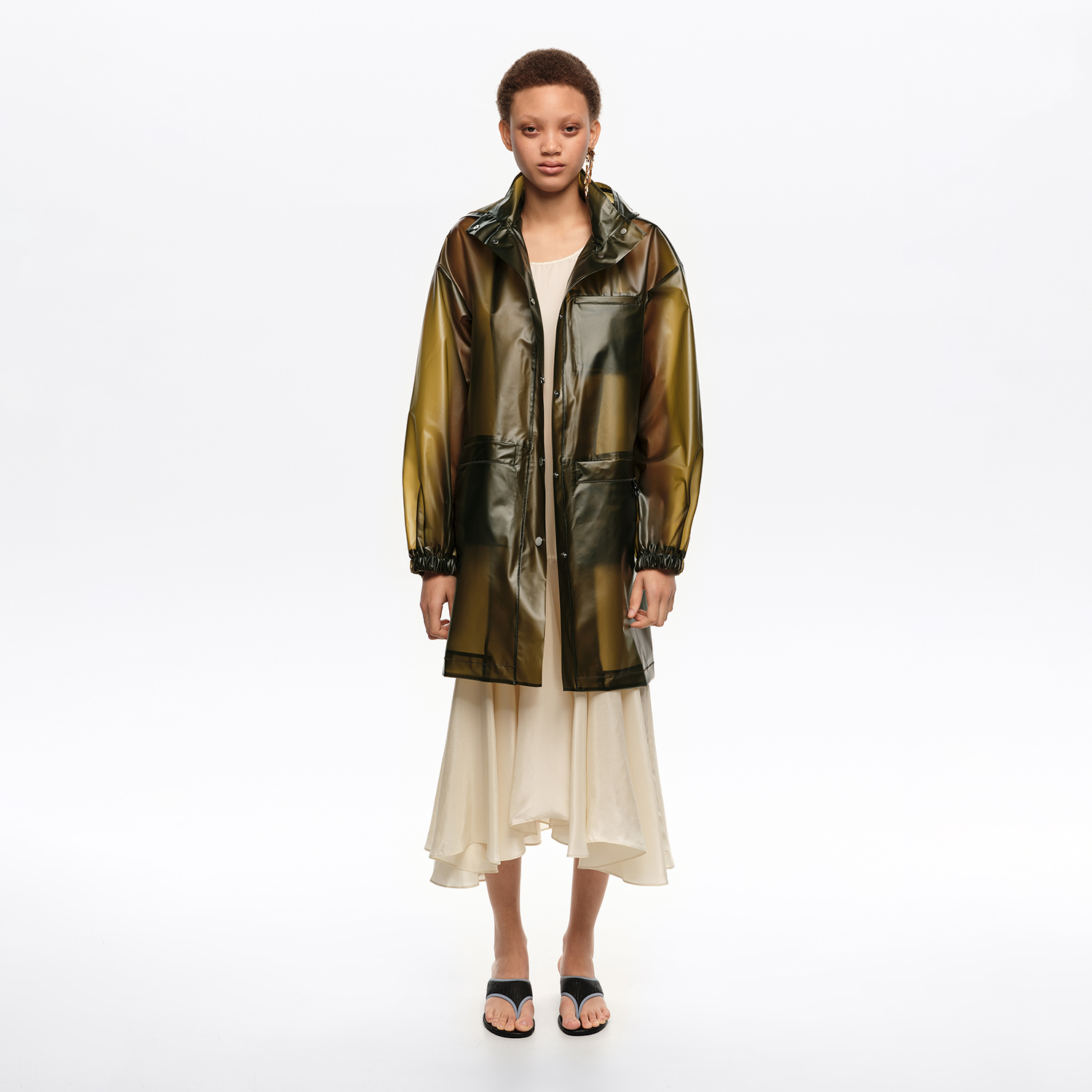 BIMBA Y LOLA Olive A-line transparent trench