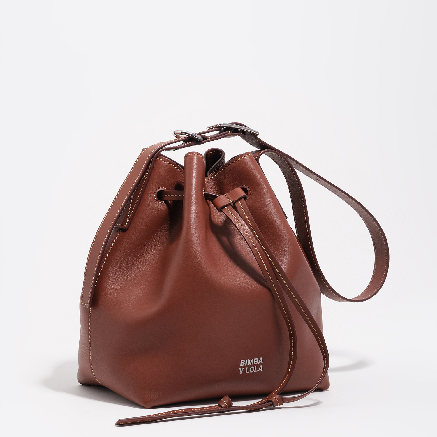 BIMBA Y LOLA Large walnut leather Carlino bucket bag