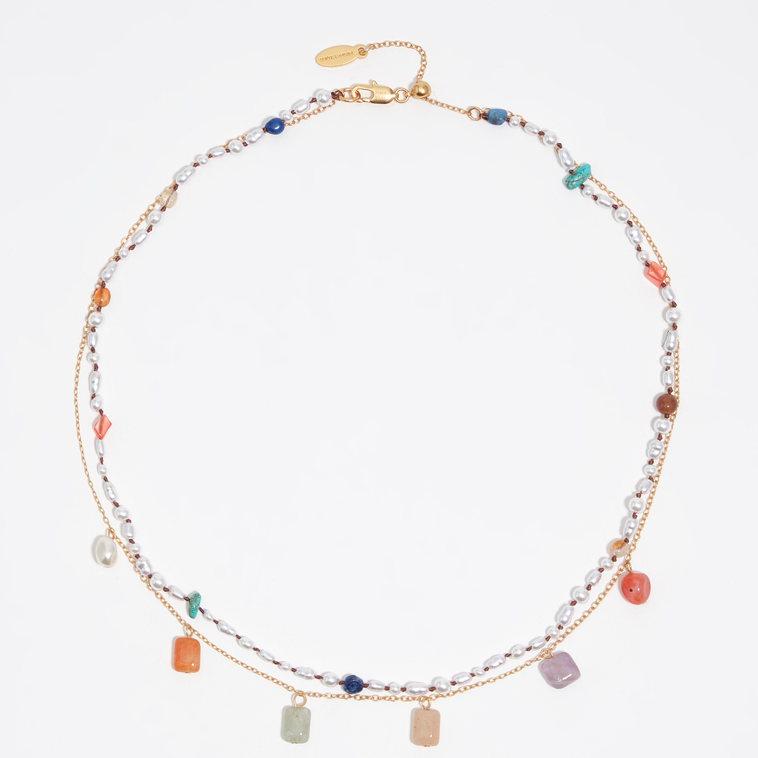BIMBA Y LOLA Multicolor stones and pearls double necklace