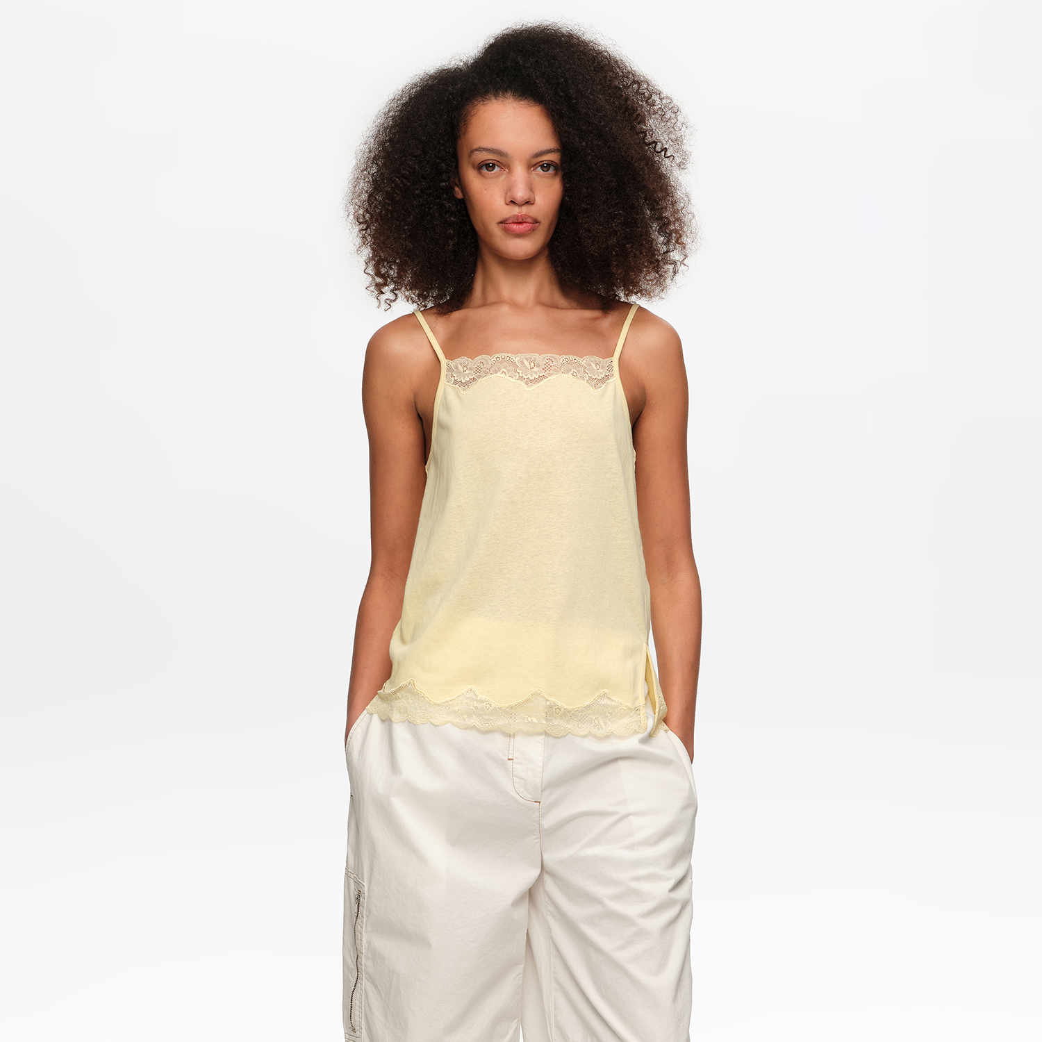 BIMBA Y LOLA Light yellow lace strappy top