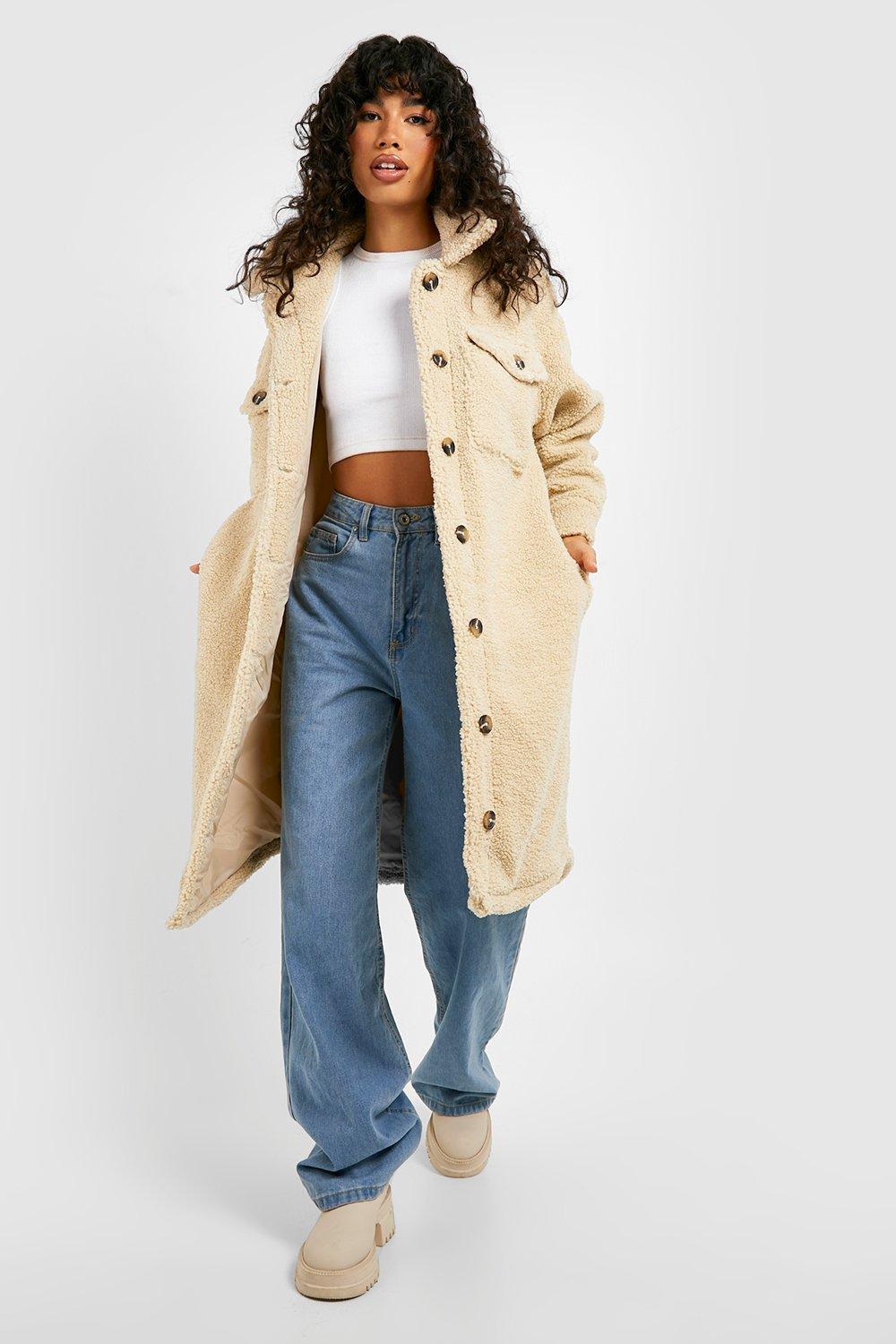 Photograph of Boohoo Womens Longline Teddy Faux Fur Shacket