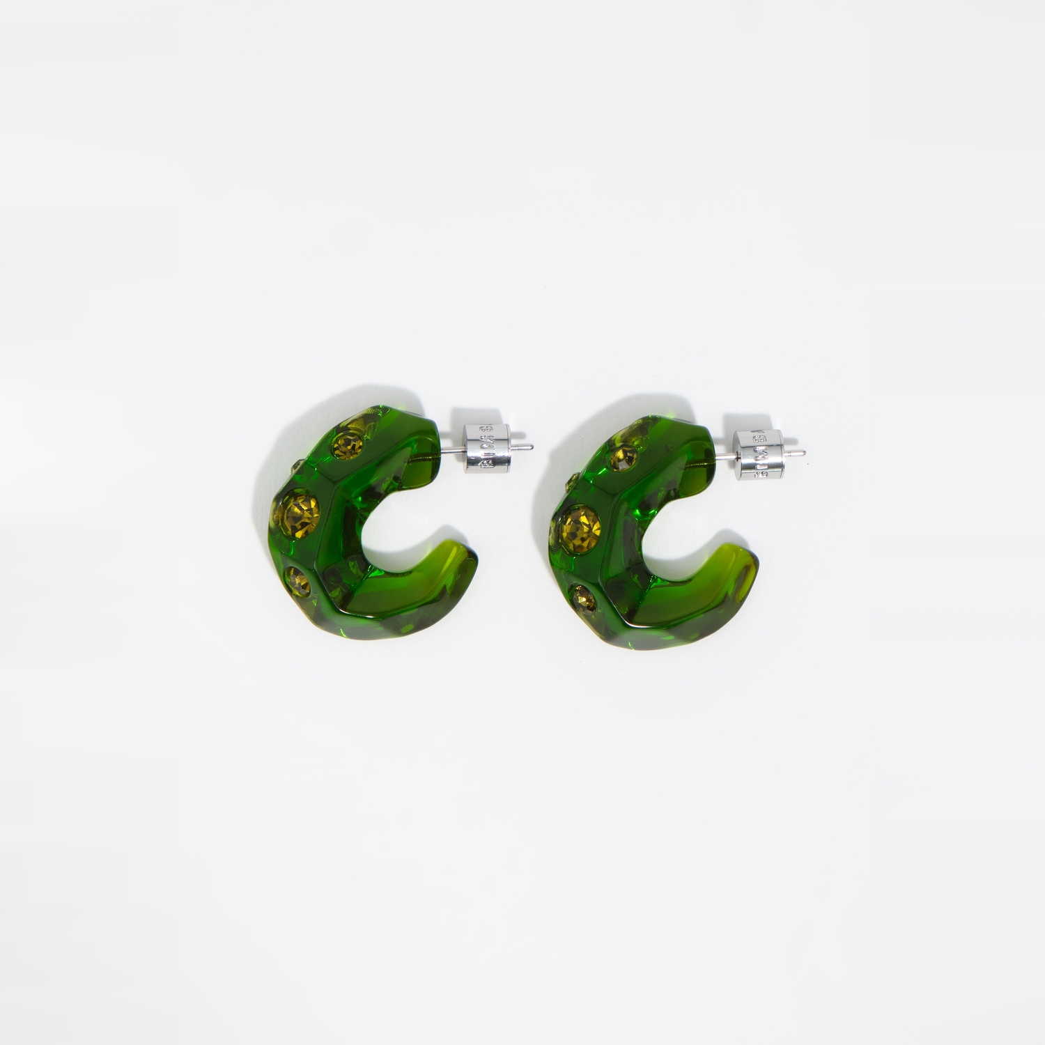 BIMBA Y LOLA Green resin and crystals hoop earrings