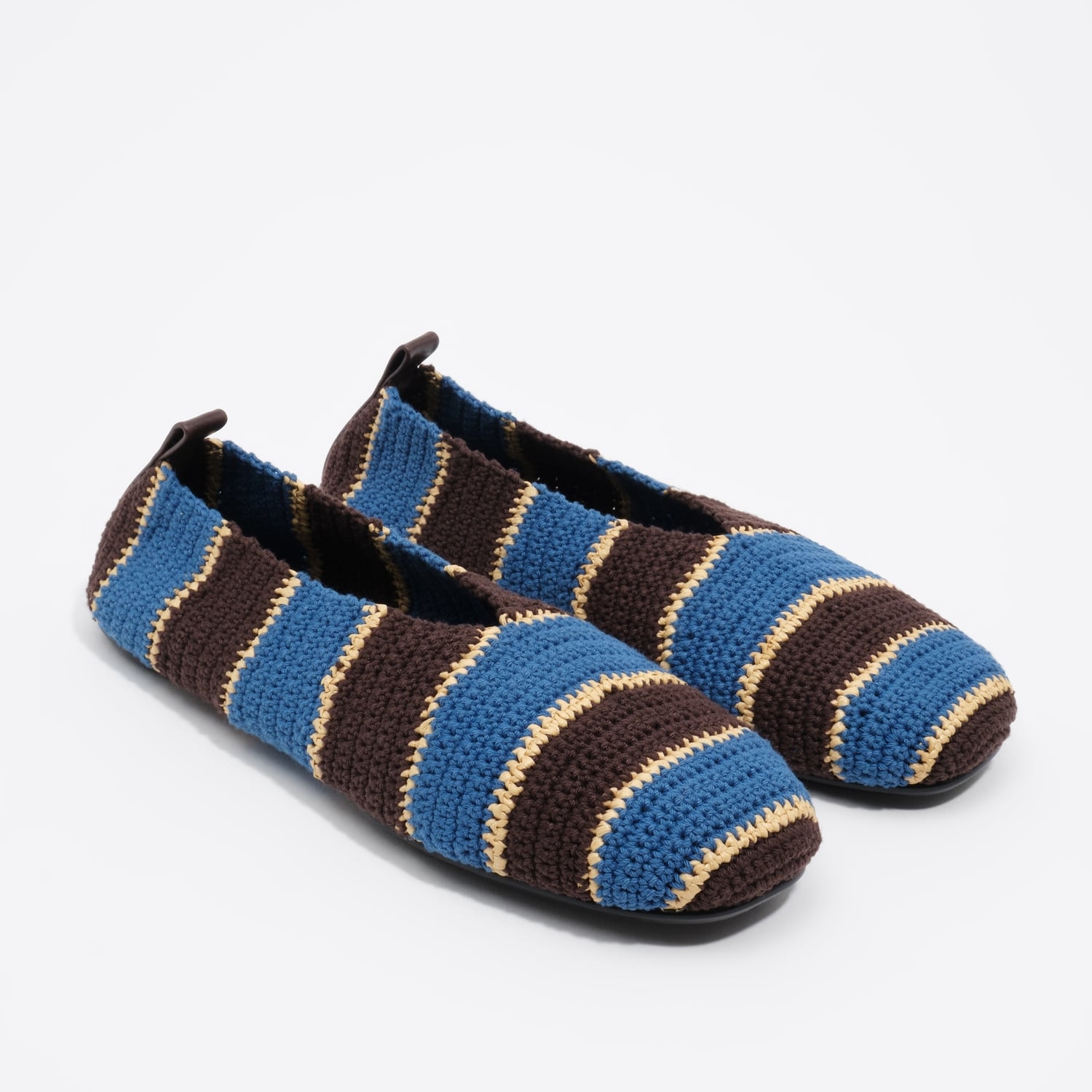 BIMBA Y LOLA Blue and brown crochet and raffia ballerina