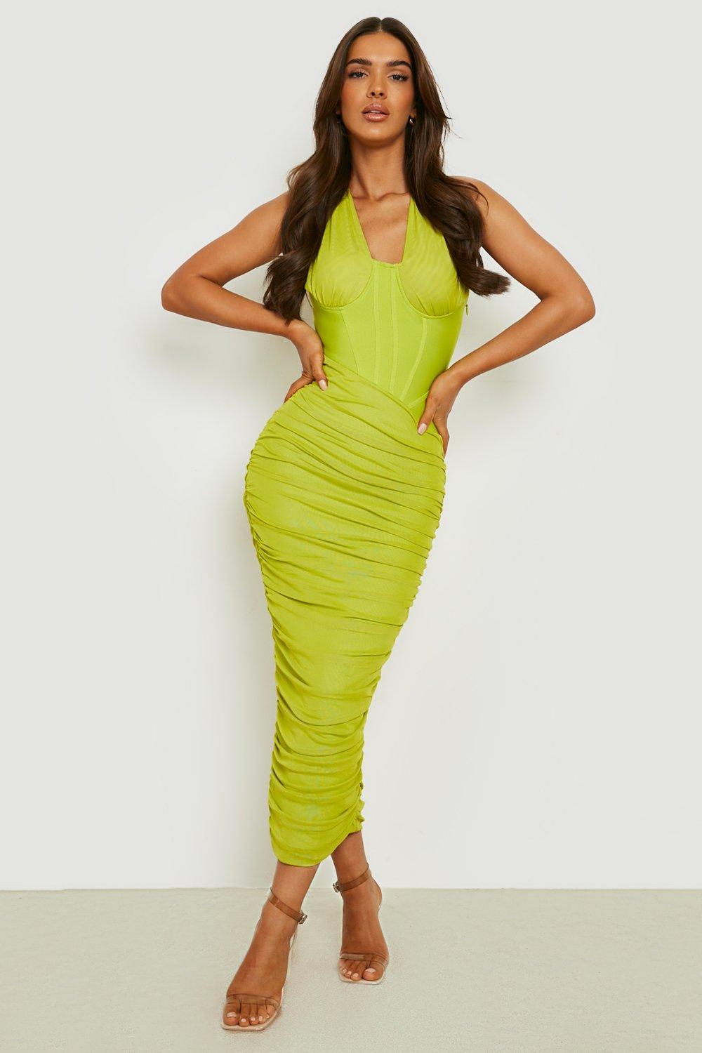 Photograph of Boohoo Womens Bandage Ruched Bodice Midi Dress