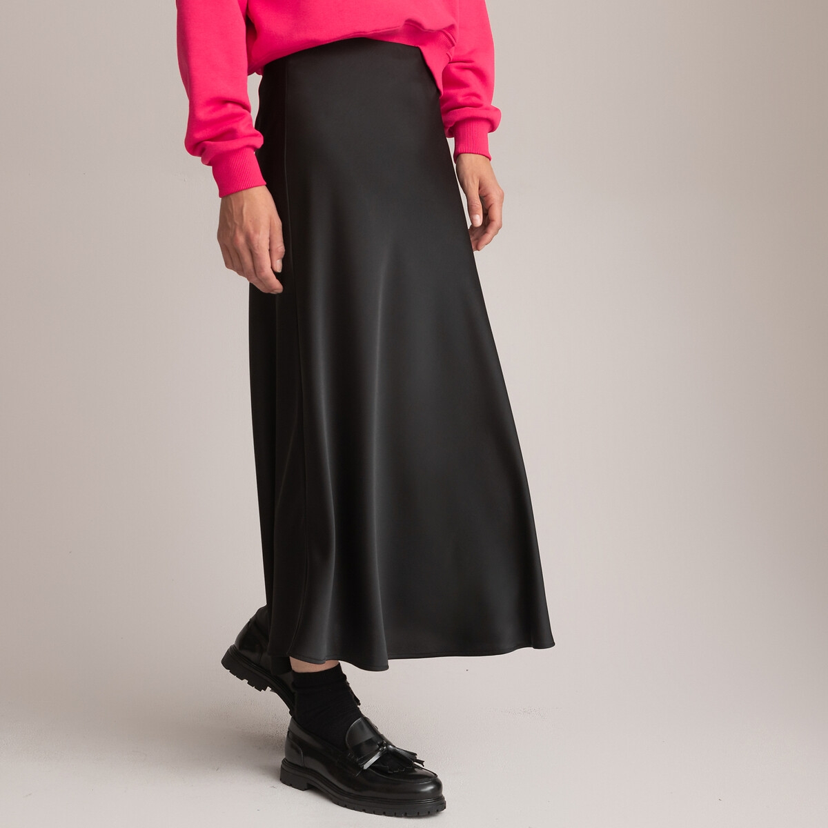 Photograph of La Redoute Collections Full Midaxi Skirt in Matte Satin