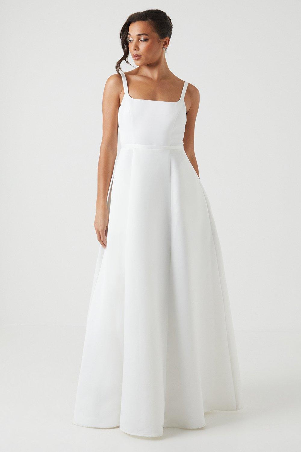 Dorothy Perkins Womens Petite Structured Satin Corset Full Skirt Wedding Dress Rather Saucy