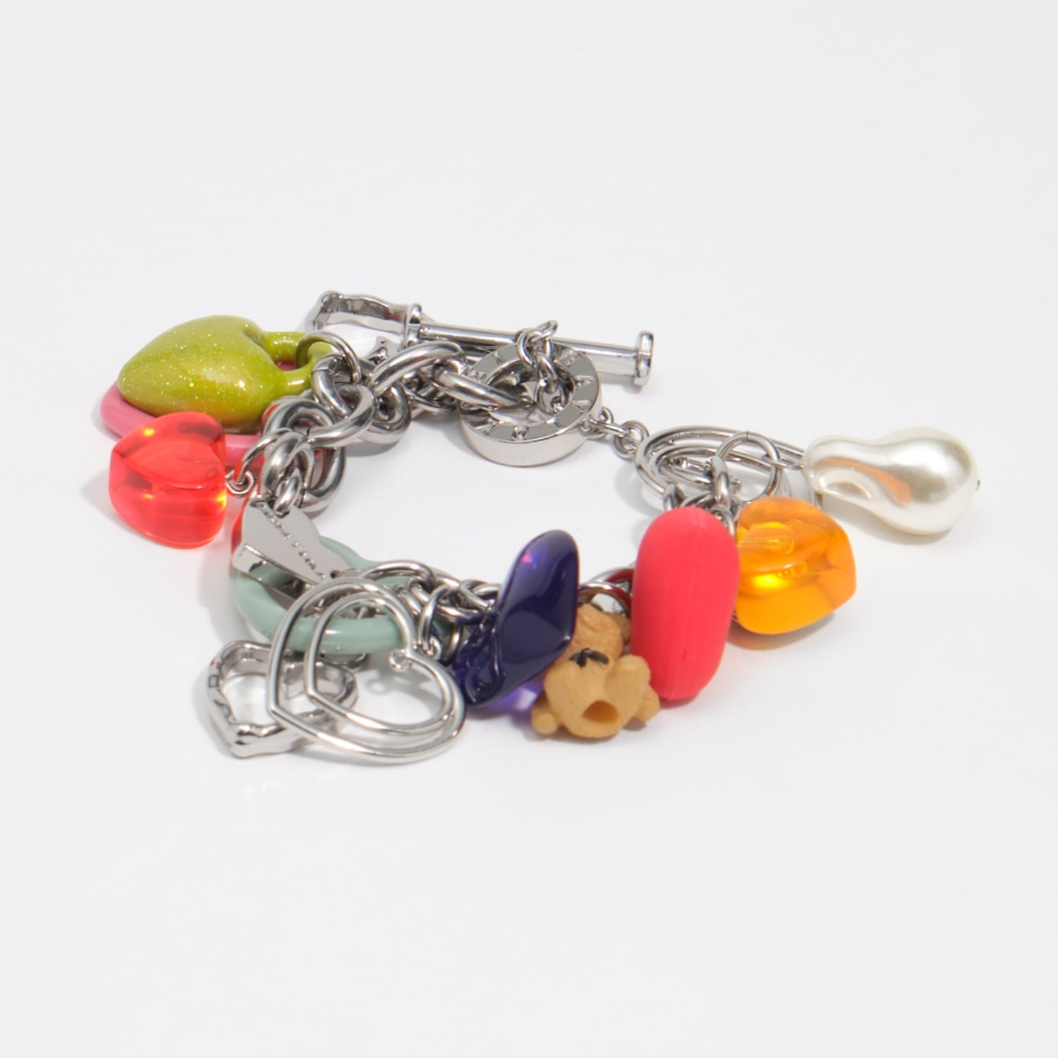 BIMBA Y LOLA Silver heart multicharm bracelet