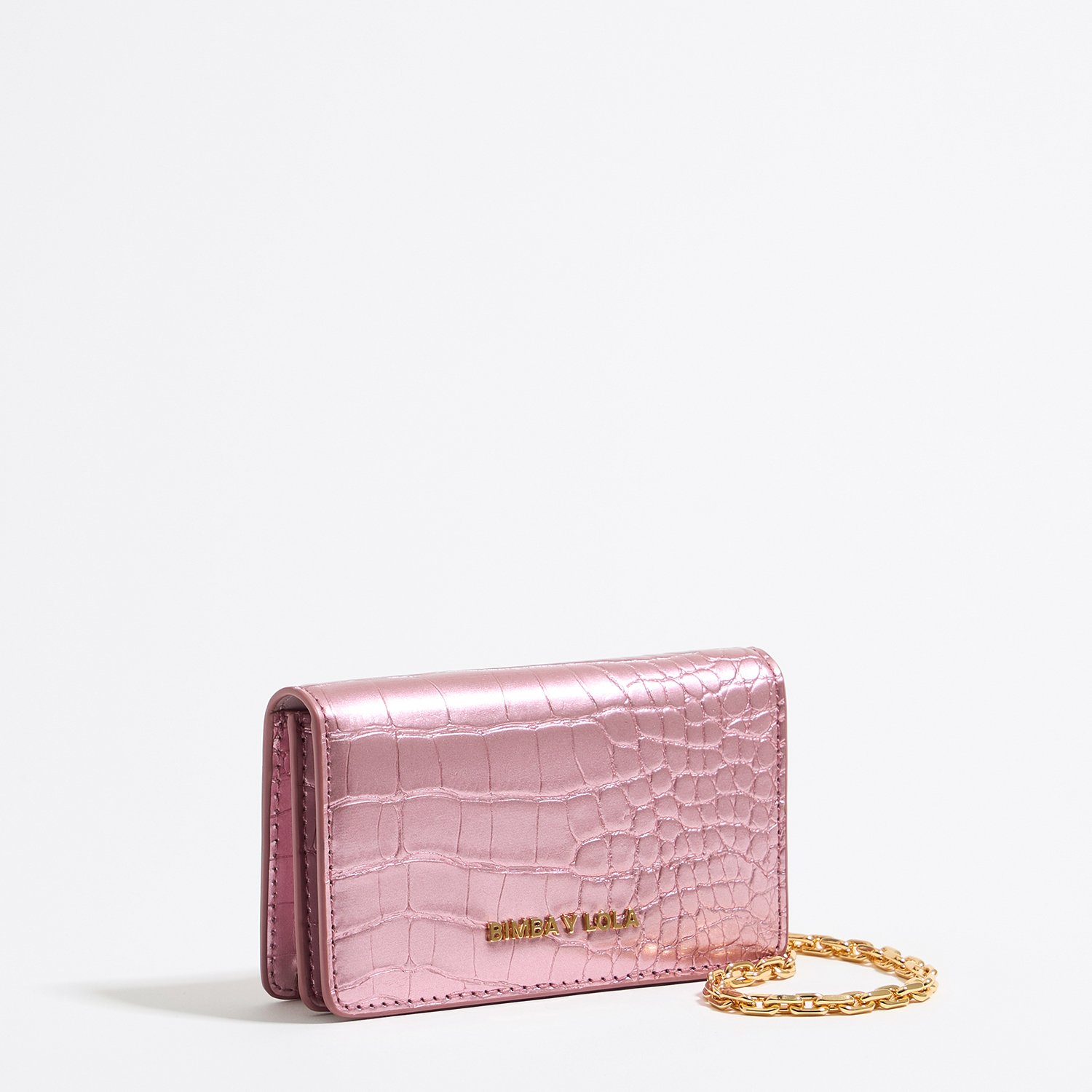 Photograph of BIMBA Y LOLA Light pink mock croc flap purse