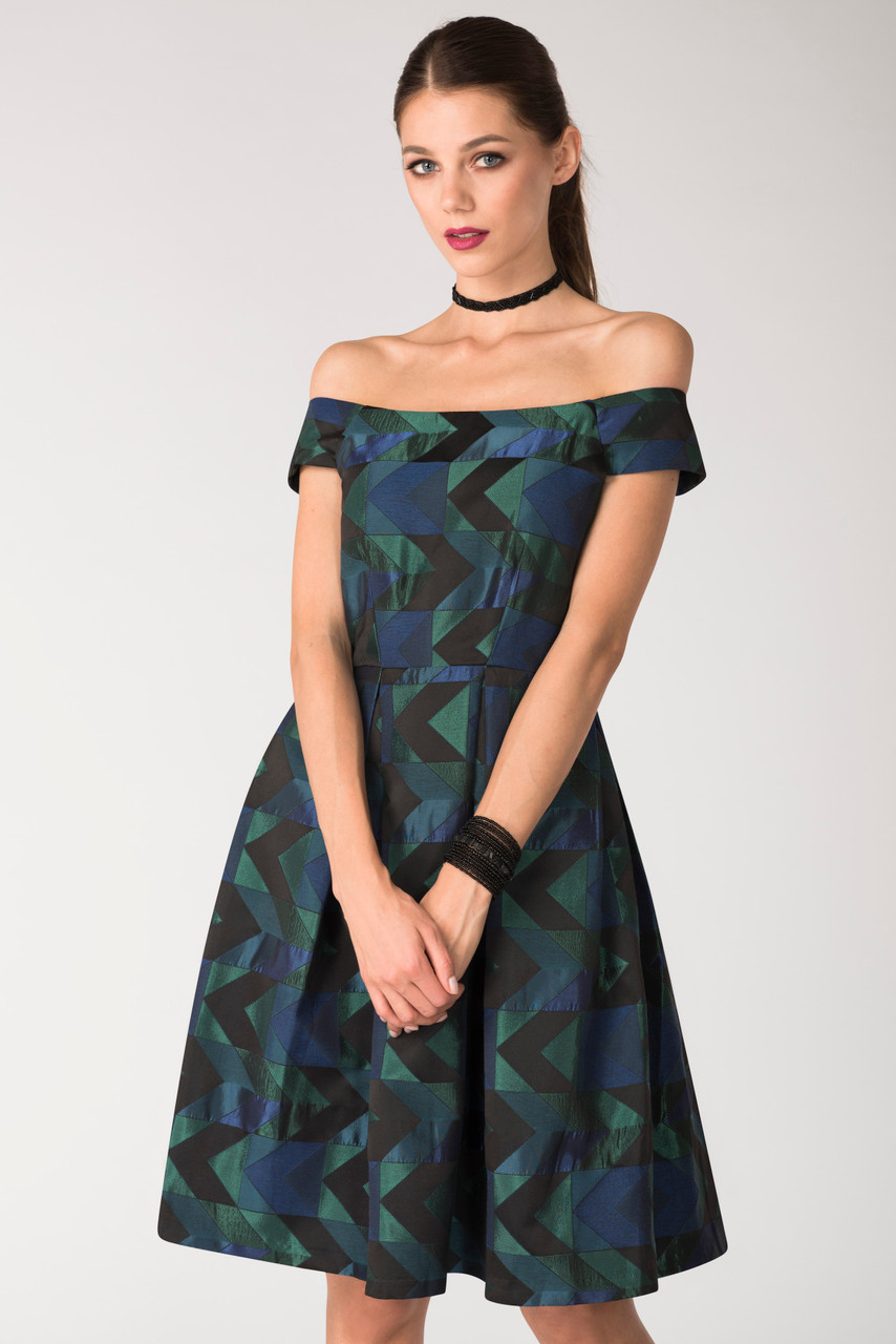 Photograph of Closet London Closet Gold Off-the-Shoulder Pleated Dress