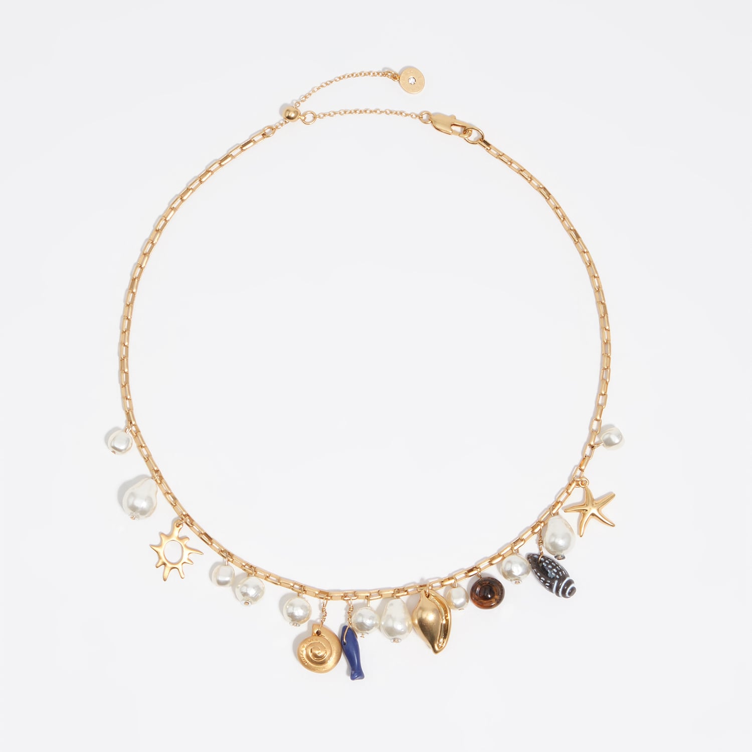 BIMBA Y LOLA Aged gold necklace with shells and fish