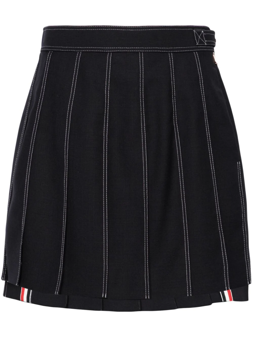 Photograph of Thom Browne Fresco Pleated Wool Mini Skirt Navy