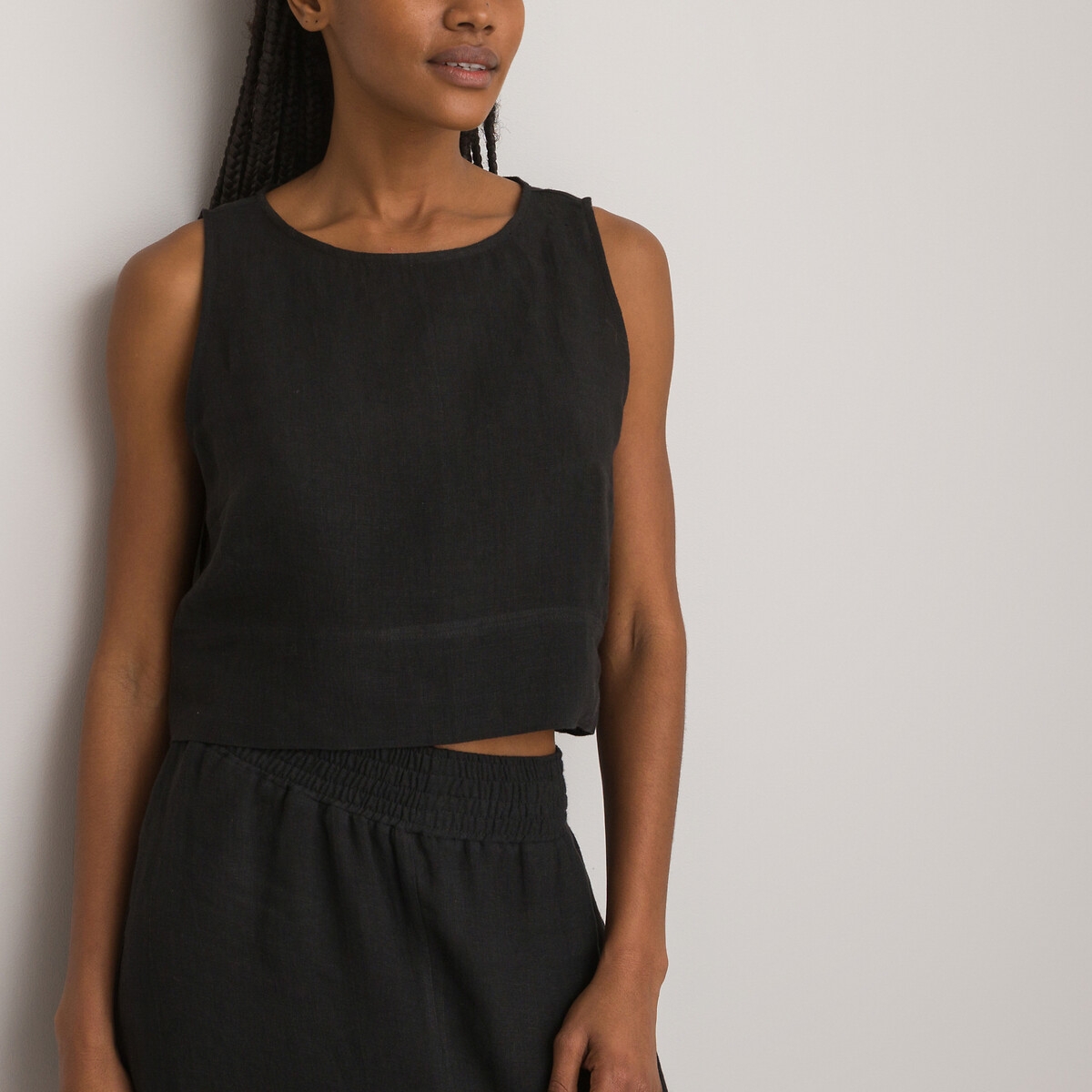 Photograph of La Redoute Collections Linen Vest Top with Crew Neck
