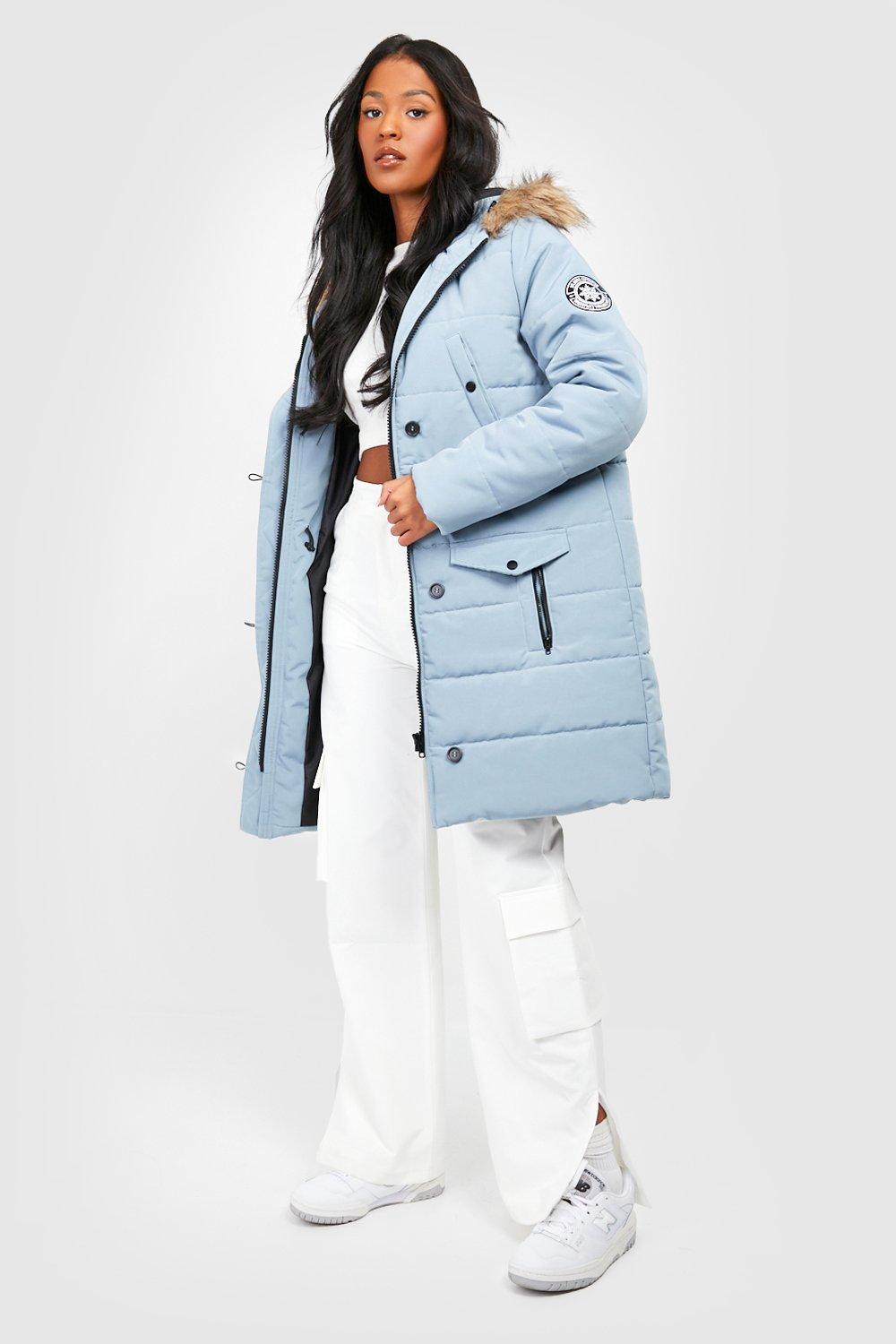 Women's light blue winter coat hotsell