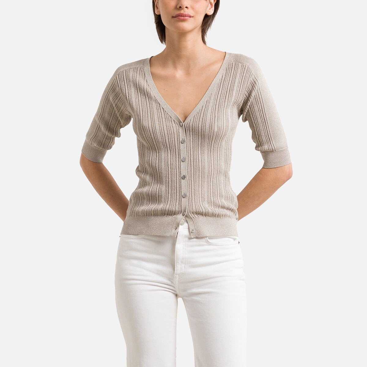 Short sleeve v neck cardigan on sale