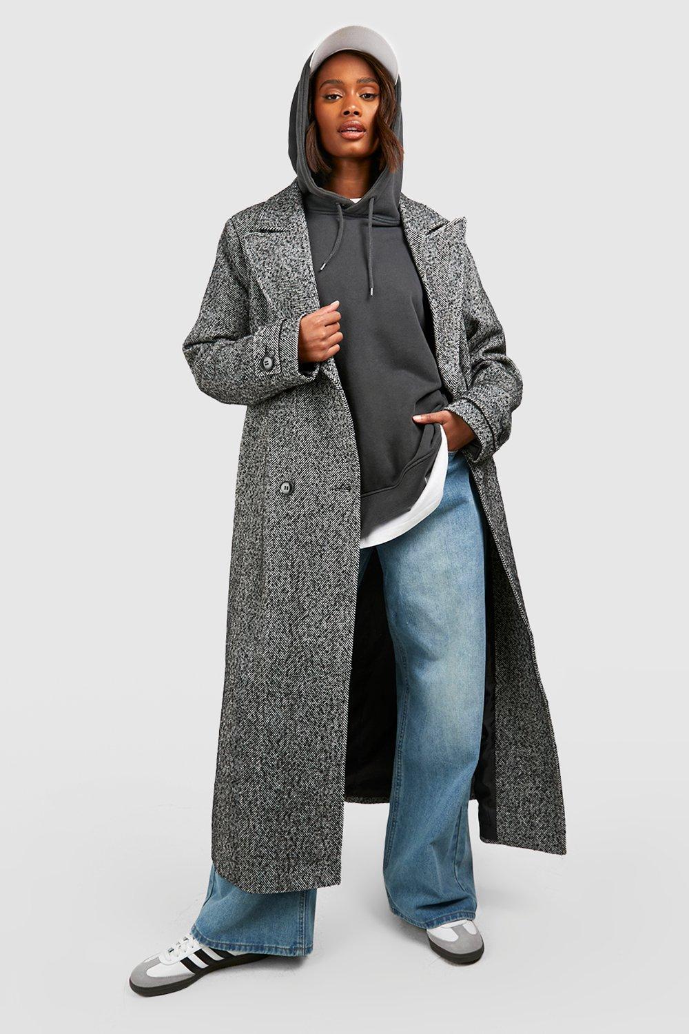 Long grey wool coat womens on sale