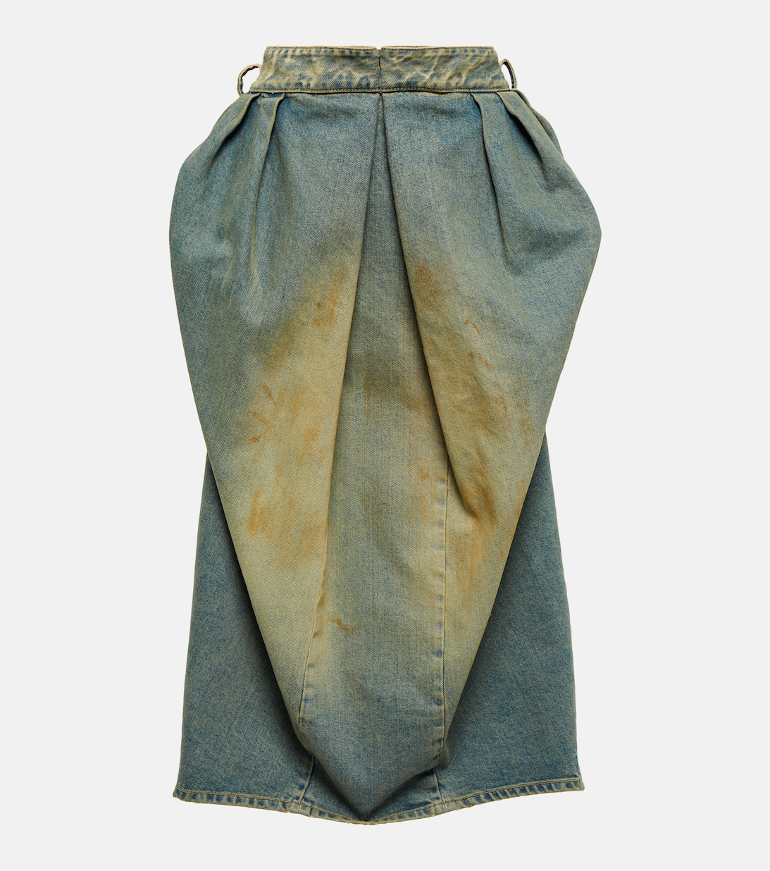 Photograph of Maison Margiela Pleated faded-denim balloon midi skirt