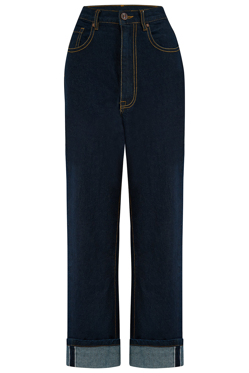 Photograph of The Seamstress Of Bloomsbury *Make Do & Mend* Sample Sale "Marilyn" High Waisted Selvedge Denim Jeans