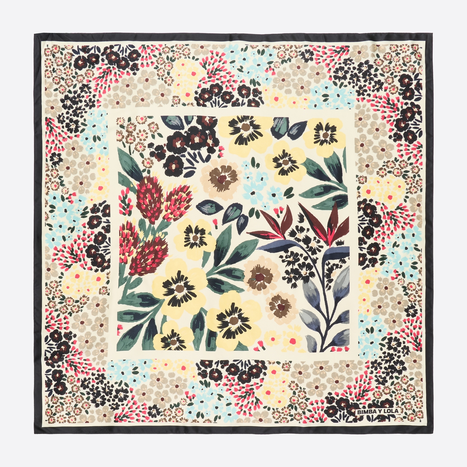 BIMBA Y LOLA Off-white pastel floral sketch print scarf