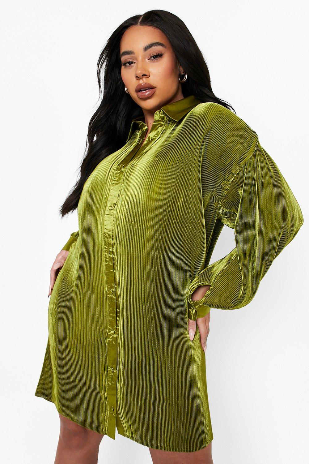 Photograph of Boohoo Womens Plus Premium Plisse Oversized Shirt Dress
