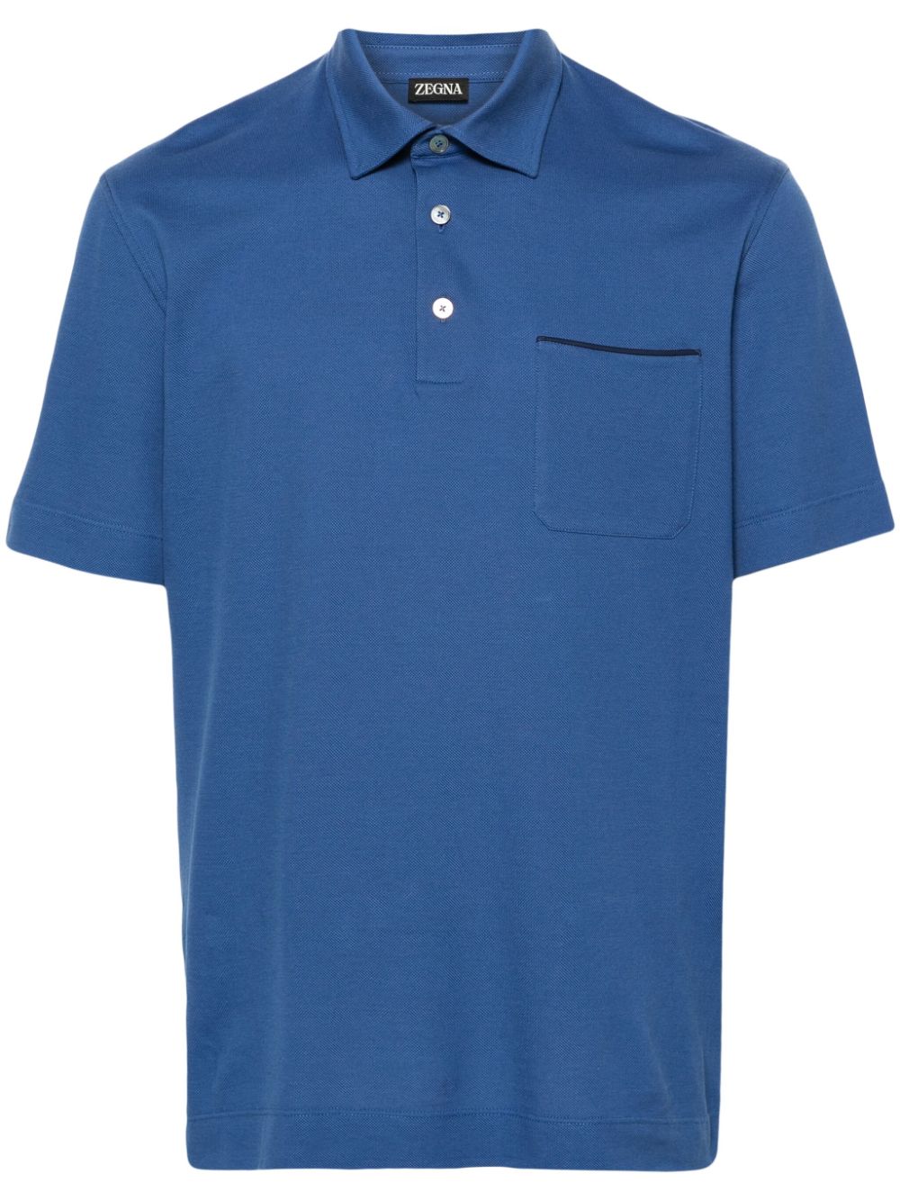 Photograph of Zegna Pique Polo Shirt Cerulean Blue