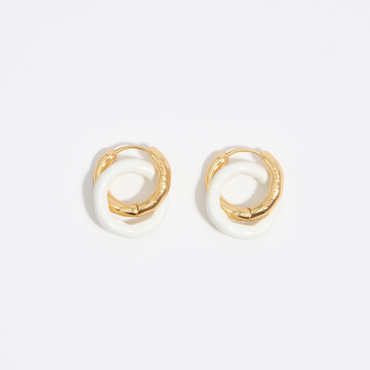 BIMBA Y LOLA Textured double hoop earrings with brown enamel